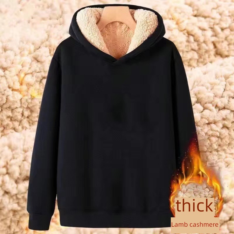 Autumn and winter thickening Lamb cashmere Solid color easy zipper Cardigan