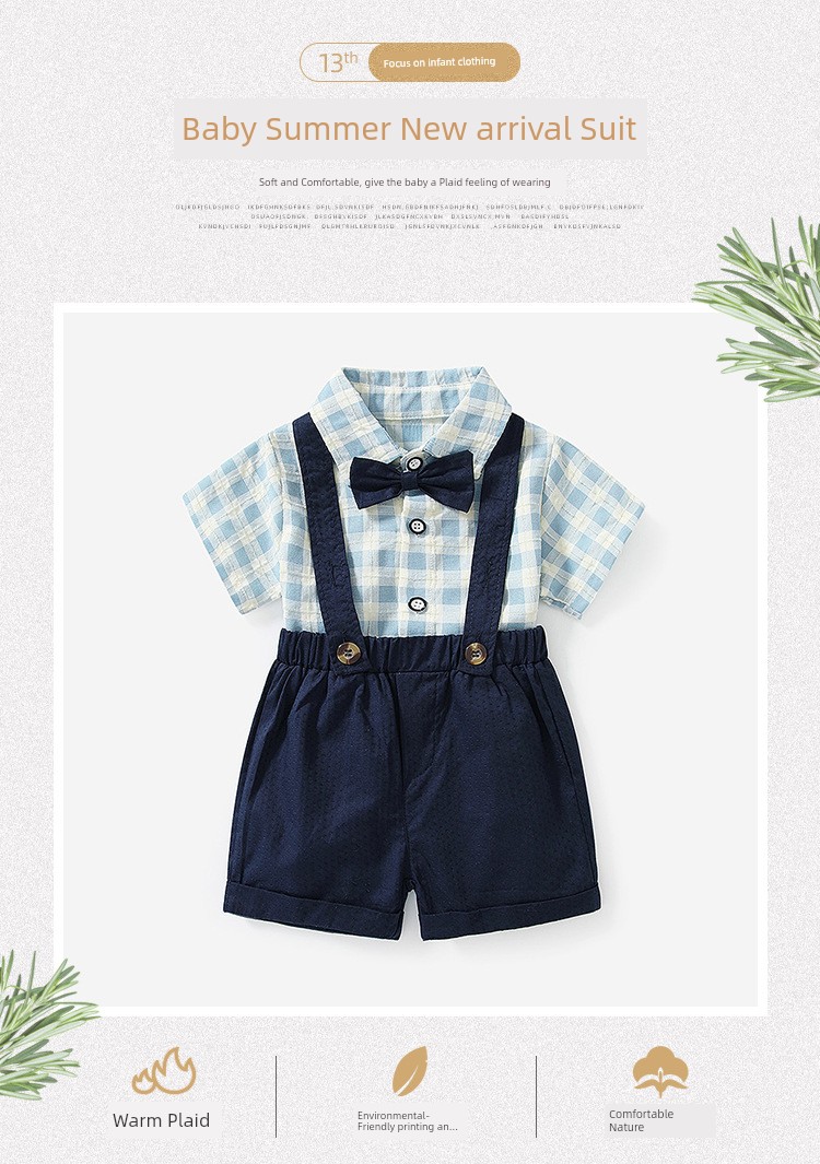 Children's Clothing Summer One-Year-Old Short Sleeve Suspenders Western Style Shirt — 14