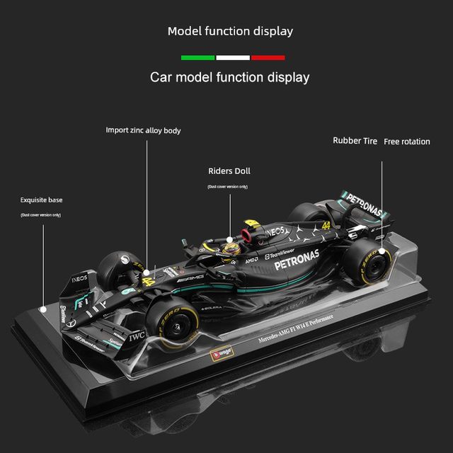 1 24 Mercedes-Benz W14F1 racing model 2023 alloy simulation model Hamilton Equation Toys