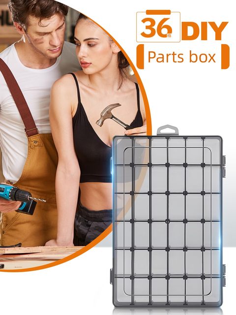 Frequently Hut parts storage box screw tool rectangular plastic box hardware accessories component classification multi-grid transparent