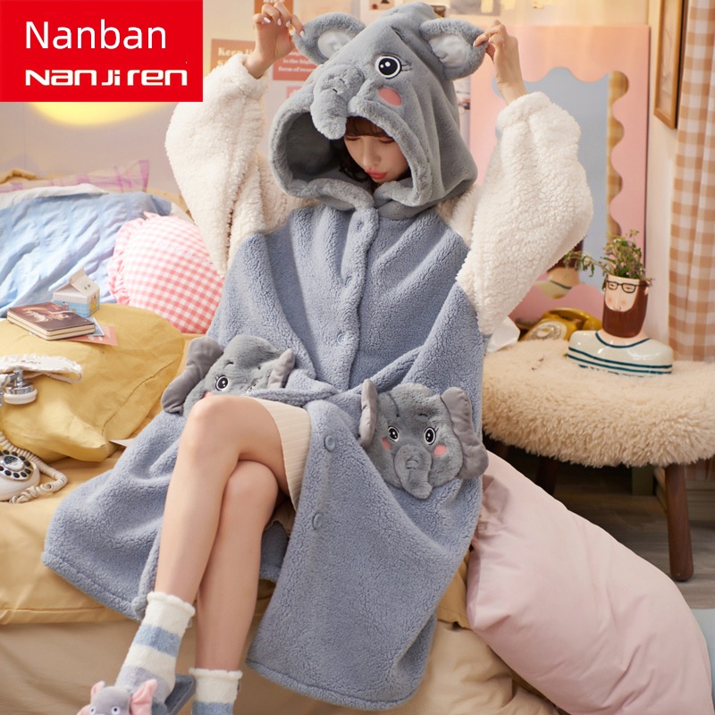 winter thickening Bathrobe Flannel female have more cash than can be accounted for pajamas