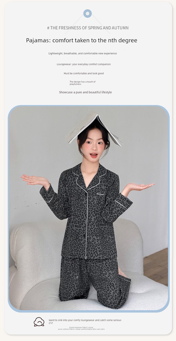 Girls' Retro Autumn-Summer Modal Woven Pajamas, Long-Sleeve Cardigan, Home Wear Set for Older Children and Students — 5
