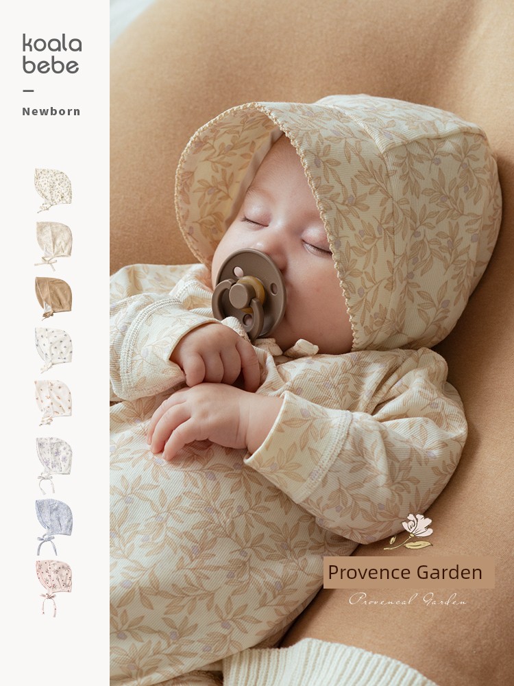 Koala Nose [Provence French Sweet Floral] Baby Girl Pure Cotton Hat for Newborns, Headwrap Cap