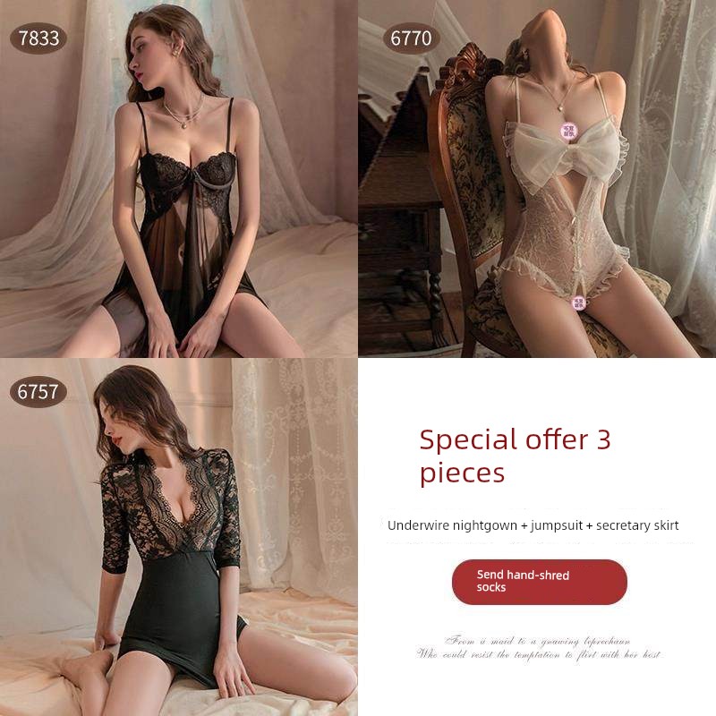 Sexy Lingerie with Underwire for Small Busts, Alluring Camisole Nightdress, Fun Intimate Wear, Couple's Warming Outfit — 1