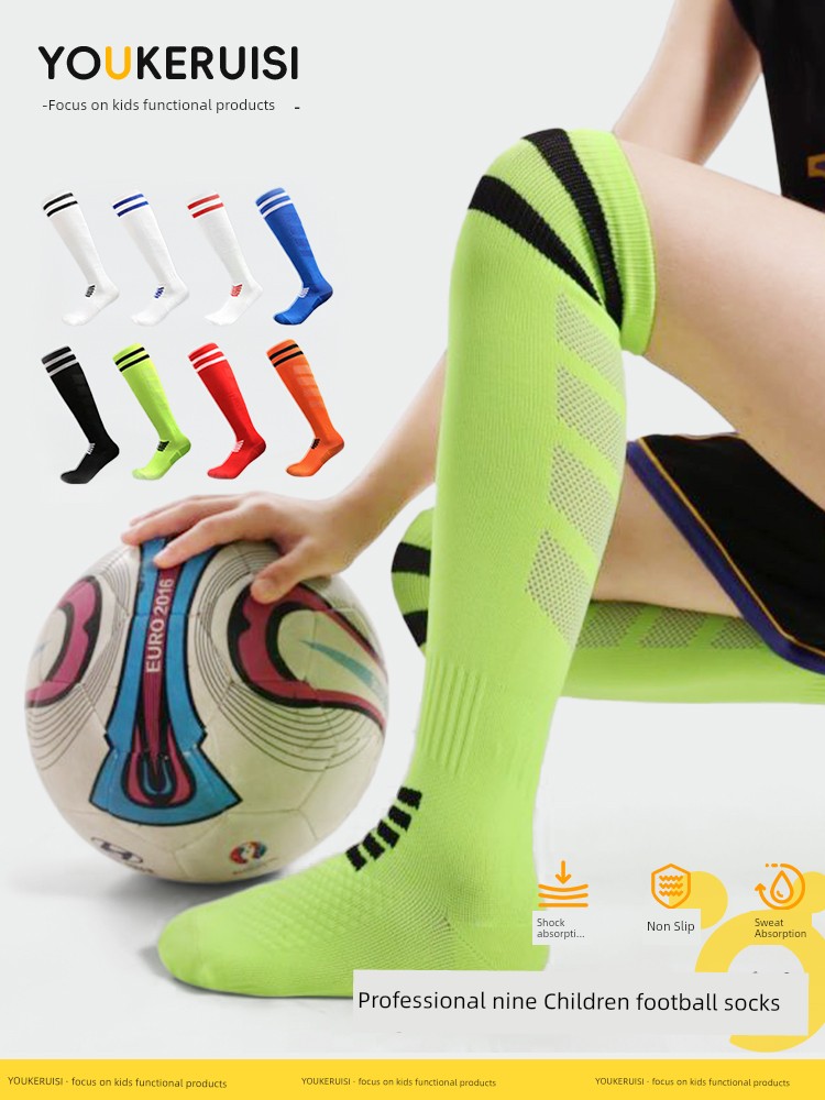 Children's Football Socks, Spring and Summer Thin Style, Boys' Long Over-The-Knee Sports Socks, Youth Autumn Thickened Towel Bottom Soccer Socks