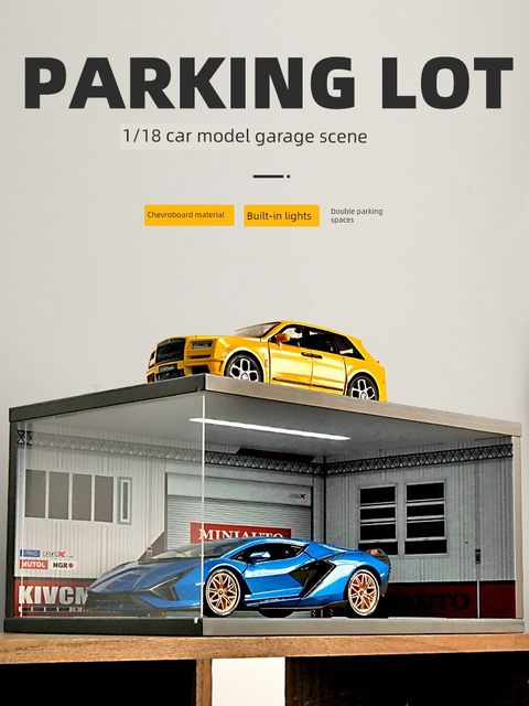 1 18 parking lot storage box dustproof garage model storage display cabinet children car toy parking space 1 24