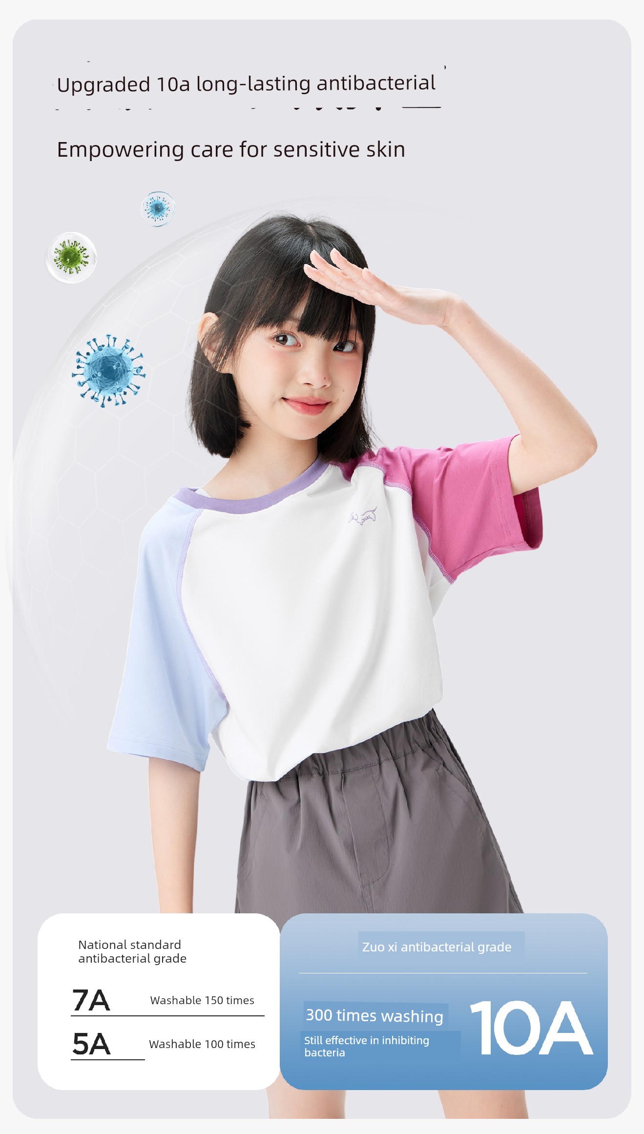 Zuoxi Children's Clothing Girls' Short Sleeve T-Shirt Summer Class a Top 2026 New Model for Girls and Older Children Cool Ice T-Shirt — 13