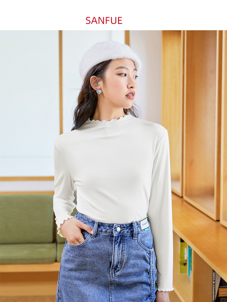 Sanfu Long sleeve T-shirt Self-cultivation Agaric edge Undershirt
