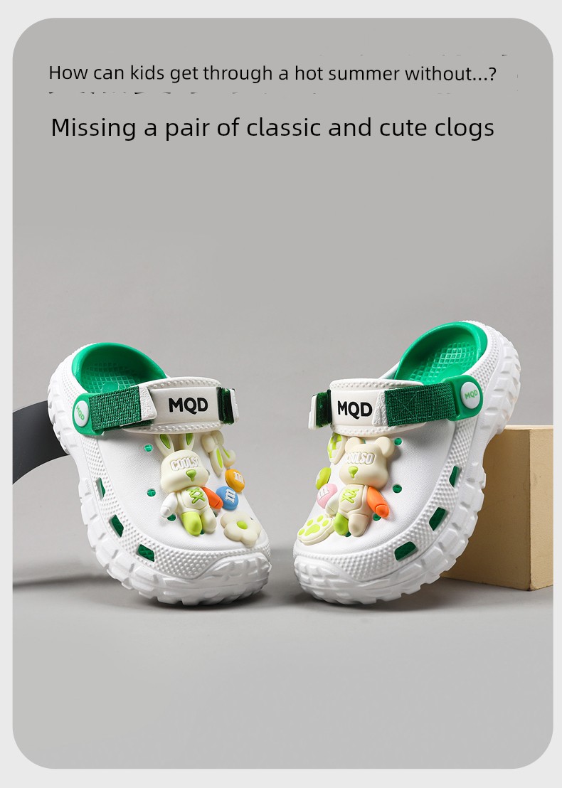 Mqd Kidsren's Clogs Summer New Style Velcro Sandals Boys' Sandals Home Non-Slip Soft-Soled Girls' Slippers — 9