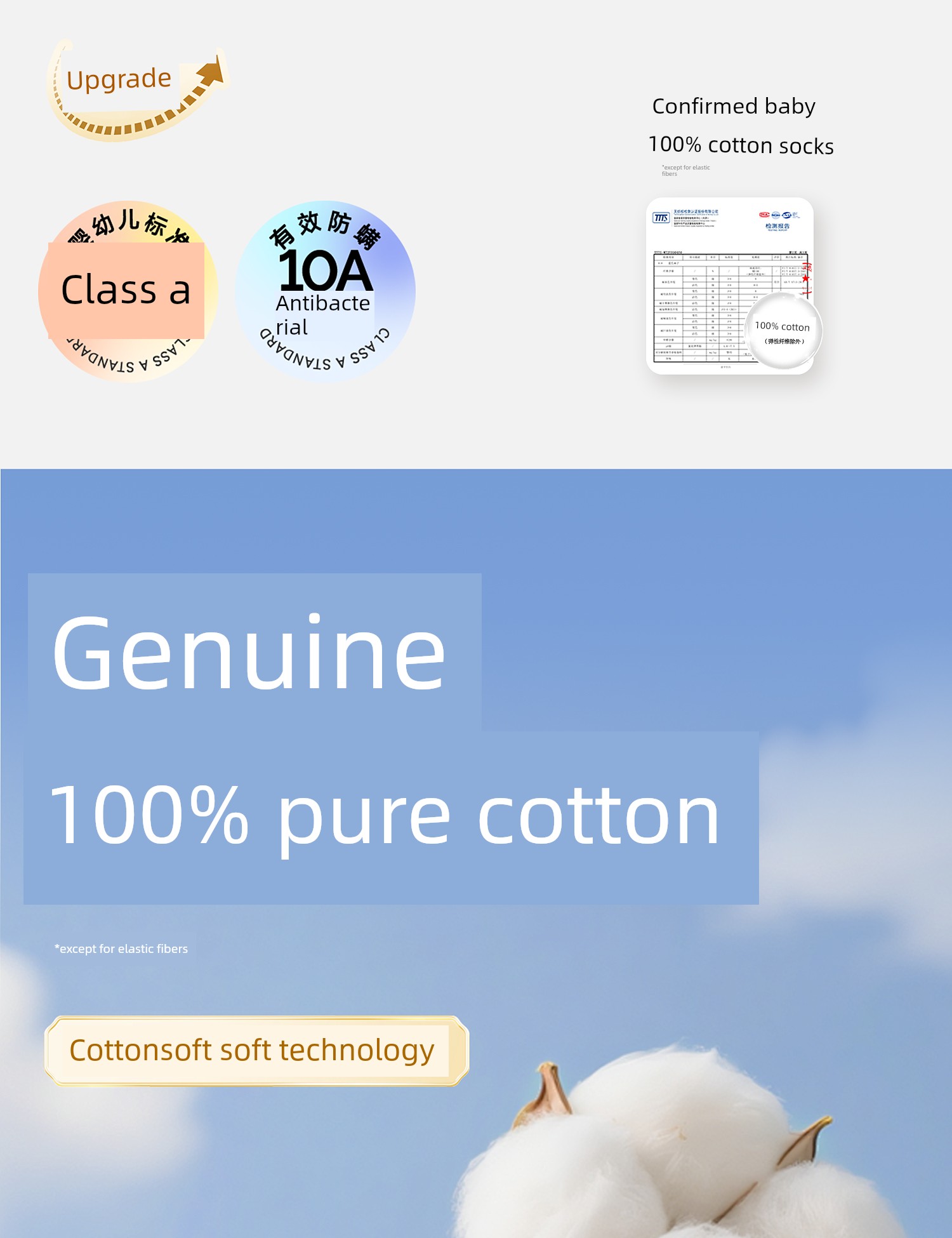 Baby Floor Socks Summer Thin Pure Cotton Class a Indoor Anti-Slip Socks for Boys Mid-Calf Infant Learning-To-Walk Socks — 2