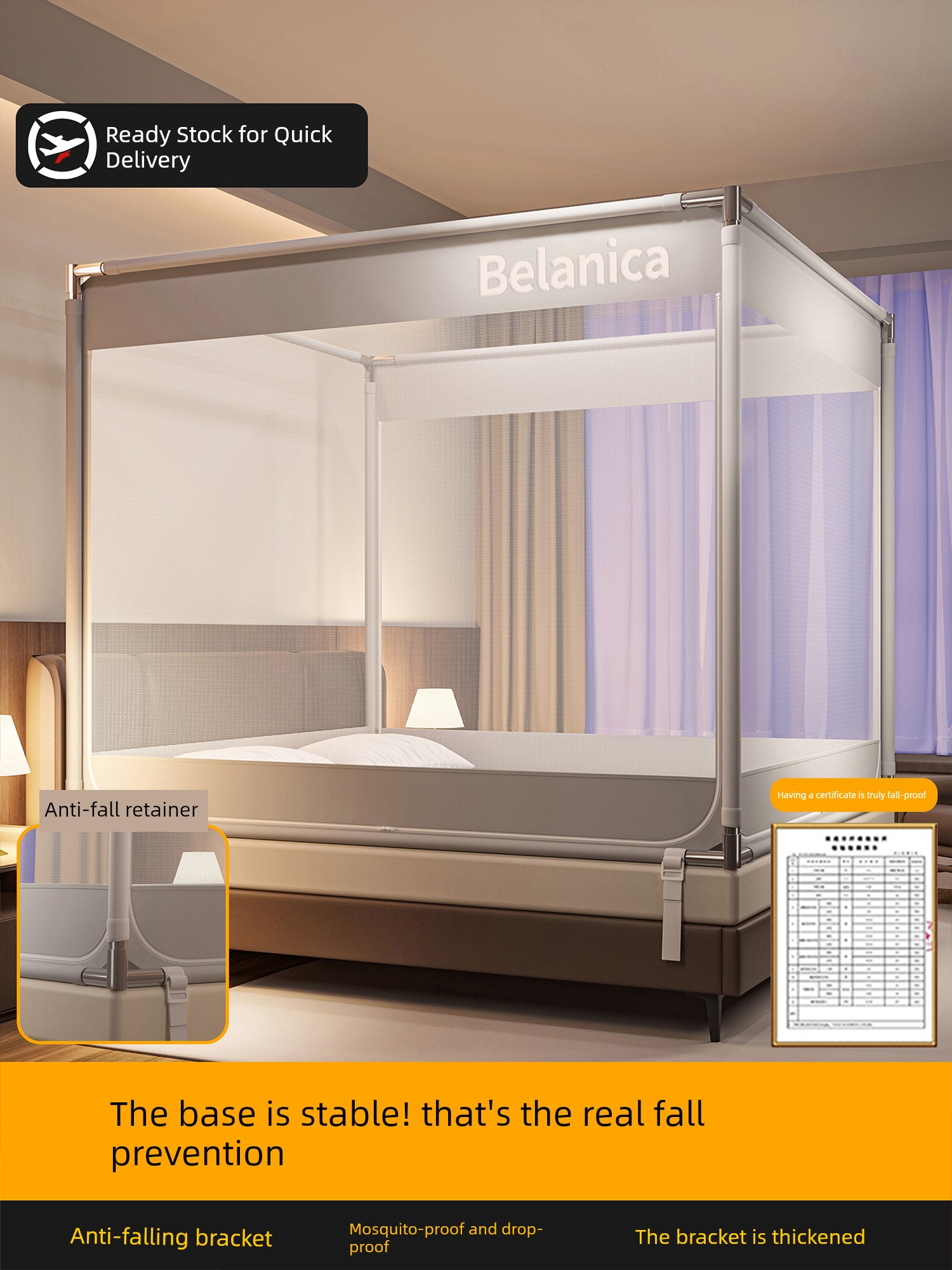 Anti-Fall Mosquito Net, Prevents Falling Out of Bed, Anti-Mosquito, Full Bottom, Household Children's Full-Cover Patterned Net, New Baby Model, No Installation Required, 2025 Bedroom