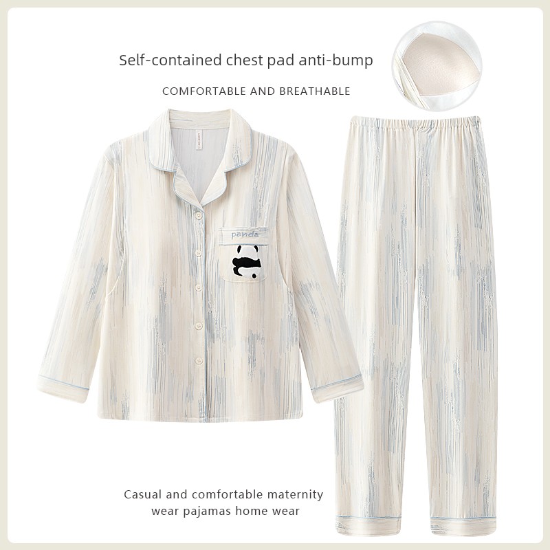 With Chest Pad Pure Cotton Spring and Autumn Nursing Clothing Confinement Clothing — 1