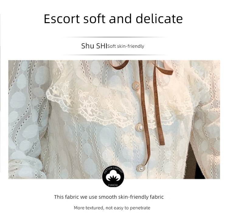 Early autumn ma'am Inner lap Long sleeve Foreign style Chiffon Lace