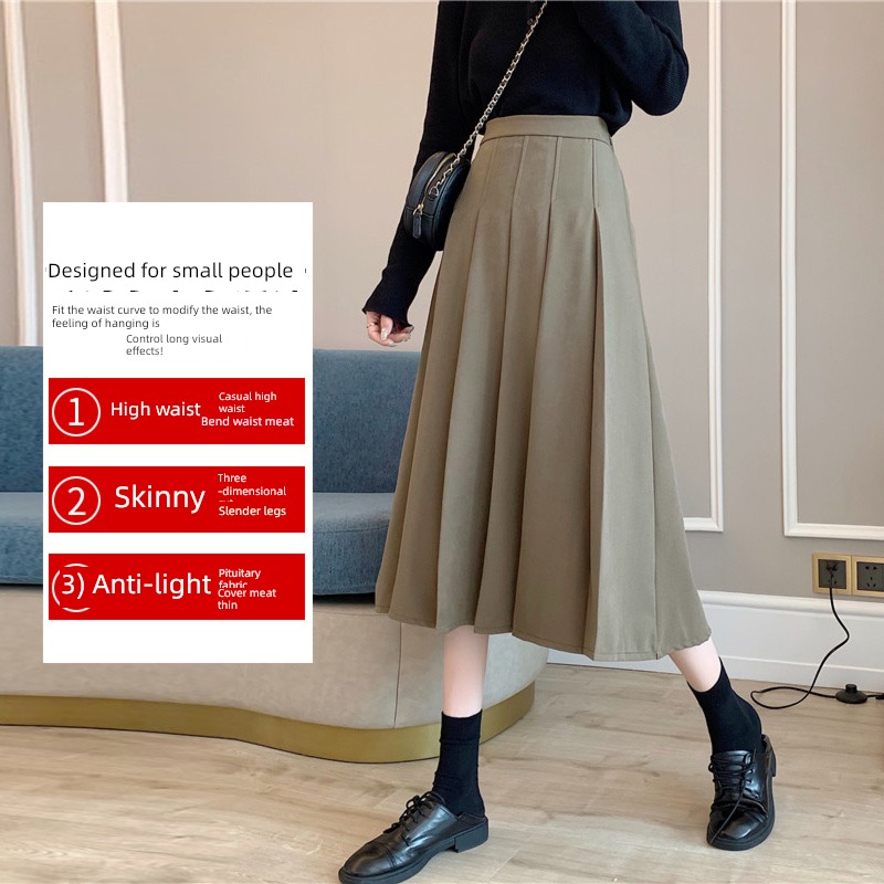 black Medium and long term little chap Autumn and winter Pleated skirt