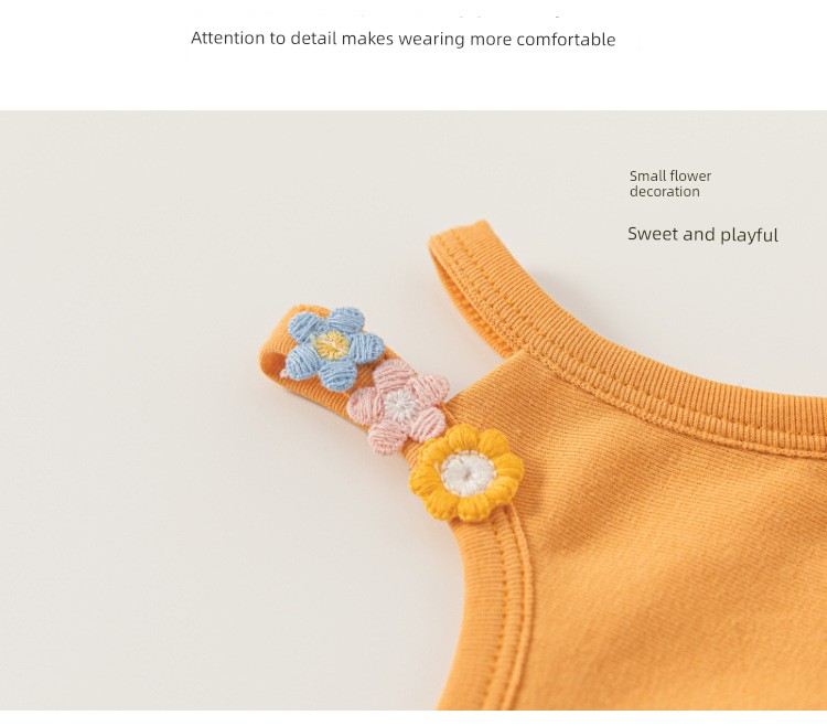 Girls' Summer Outfit: Sweet Thin Vest and Floral Bloomers, Stylish Summer Suspender Shorts for Baby Girls — 10