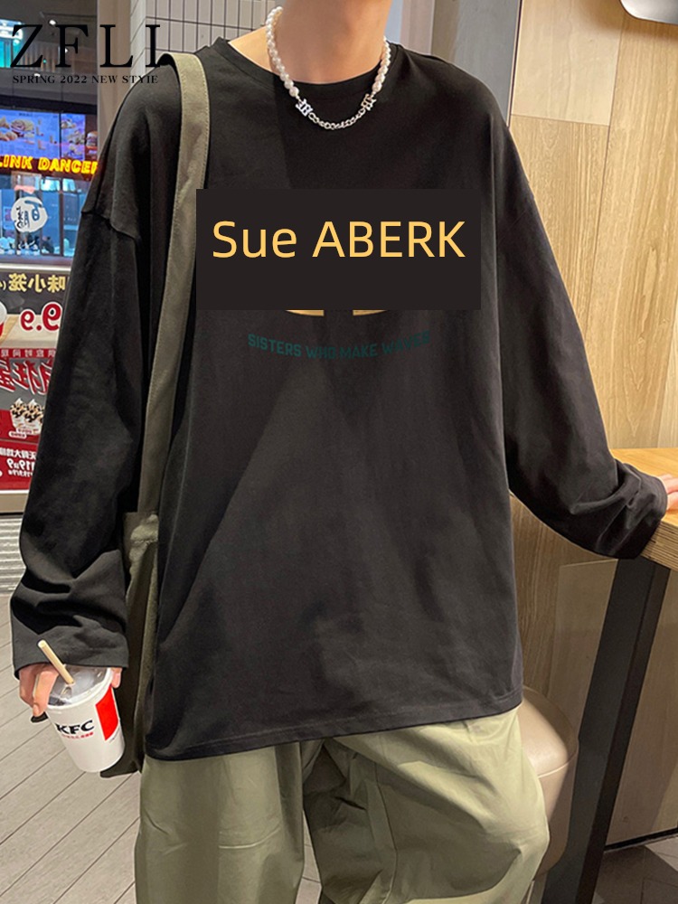 schoolboy Spring and Autumn leisure time letter printing Long sleeve T-shirt