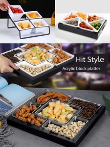 Bar KTV Acrylic LED Luminous Snack Platter Four Or Six Grid Large Fruit Tray Electro-Optic Matching Transparent Fruit Pl