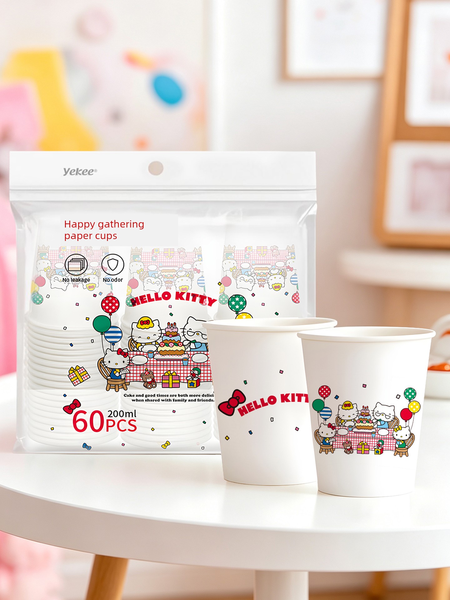 Yijie Hellokitty Disposable Cup Cute Paper Cup For Home Thickened Water Cup Cola Soybean Milk Cup Coffee Cup