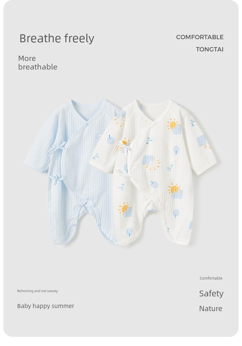 Tongtai Baby Jumpsuit Summer Pure Cotton Newborn Clothes Newborn Baby Butterfly Romper Suit Gown 2 Pieces — 3