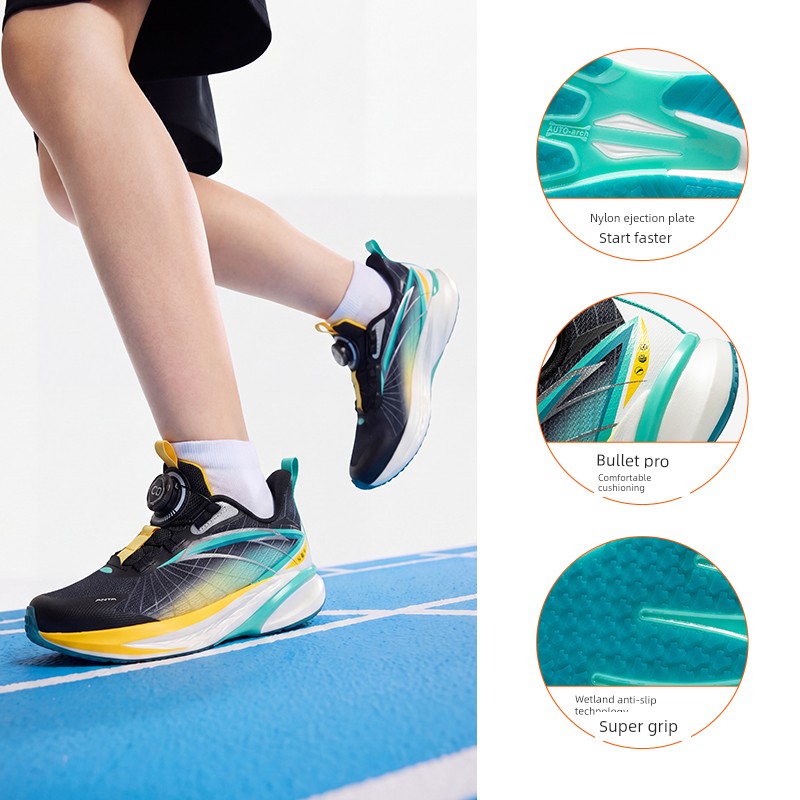 Anta Children's Wave 4 Running Shoes 2026 Summer New Breathable Professional Physical Test Running Shoes for Boys and Girls Youth Shoes — 6