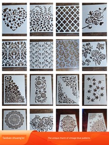 Batik Paste Dyeing Template 101, 21 Types of Intangible Cultural Heritage Blue Print Patterns, Pet Material, Reusable In