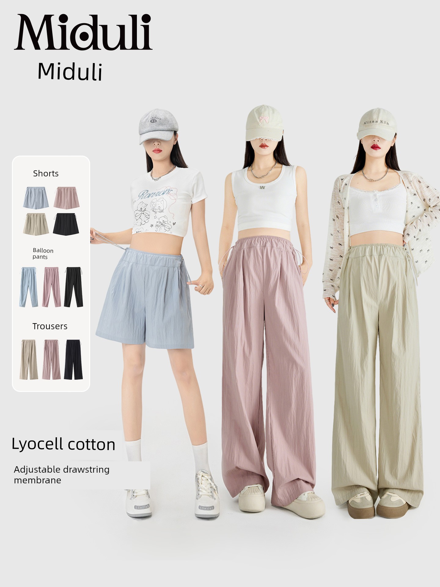 Midu Li Lyocell Maternity Shorts for Summer, Non-Tightening Belly-Friendly Maternity Pants, Thin Summer Style Yamamoto Wide-Leg Pants