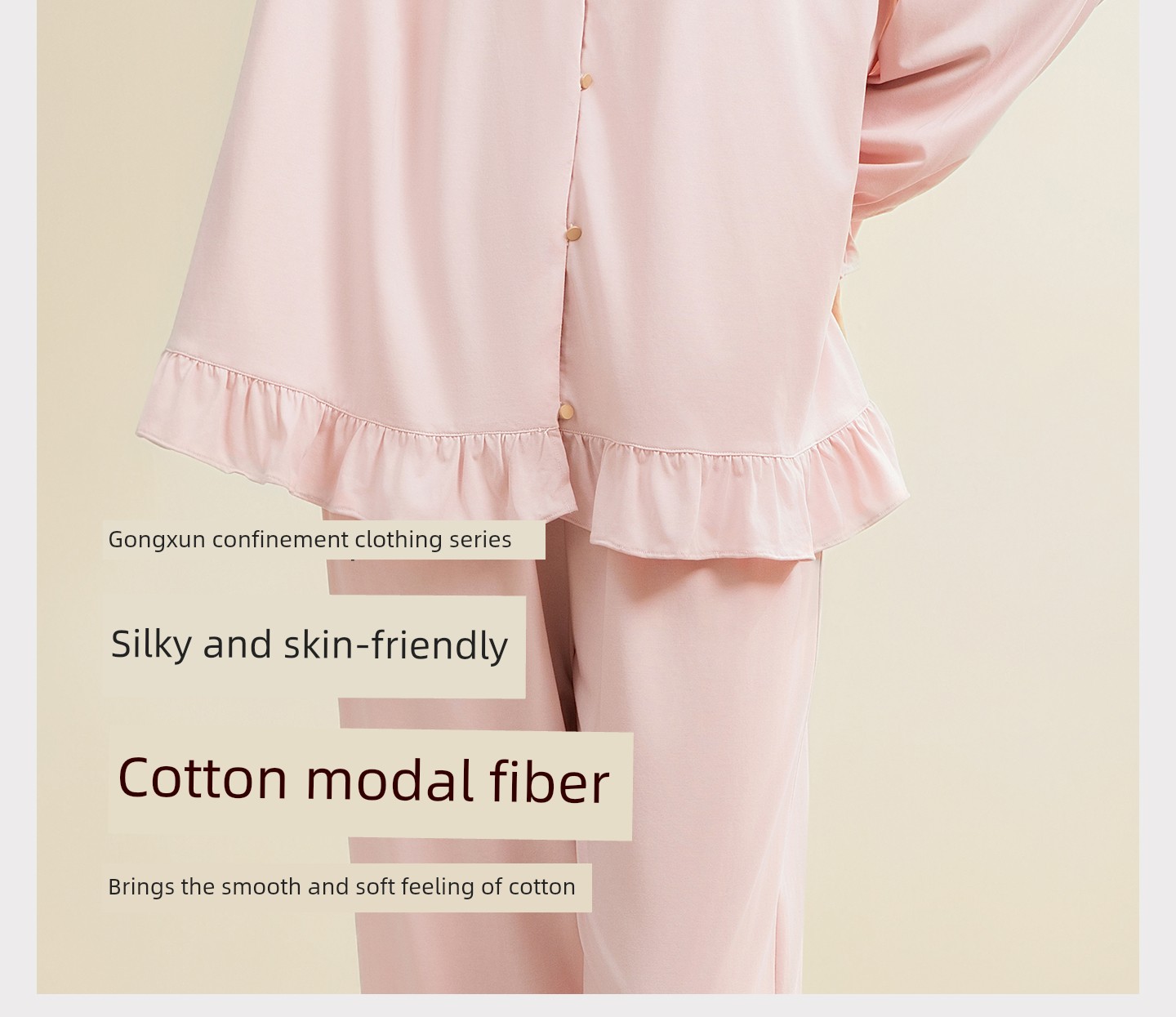Gongxun Modal Postpartum Pajamas, Home Wear, Thin Style for All Seasons, Antibacterial Nursing and Breastfeeding Clothing Set for Pregnant Women — 3