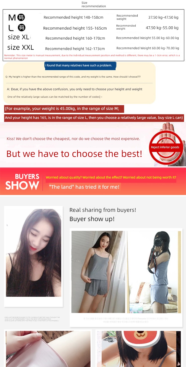 modal  female Suspender shorts cotton Korean version sexy pajamas