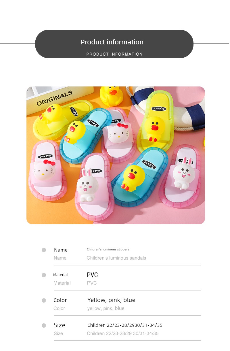 Children's Summer Slippers, Trendy on Instagram, Glowing Cartoon Design, for Boys and Girls, Kids and Babies, Indoor and Outdoor Non-Slip Colorful Sandals — 8