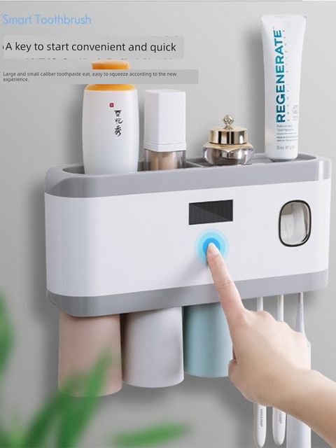 Electric toothbrush disinfector intelligent ultraviolet sterilization set without punching wall-mounted toothbrush storage box storage rack