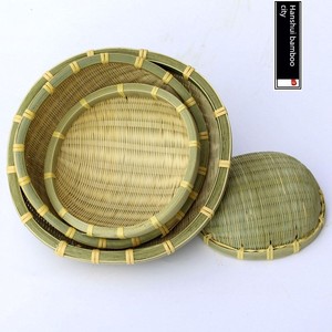 Bamboo Woven Dustpan, Bamboo Basket, Handmade Round Rice Basket, Vegetable Washing and Draining Basket, Decorative Fruit