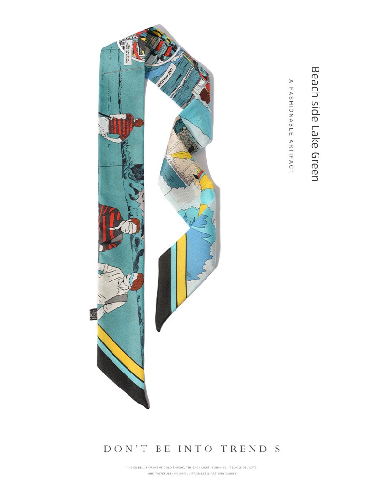 Handle Binding bag Twill silk Thin and narrow Small strip Silk scarf