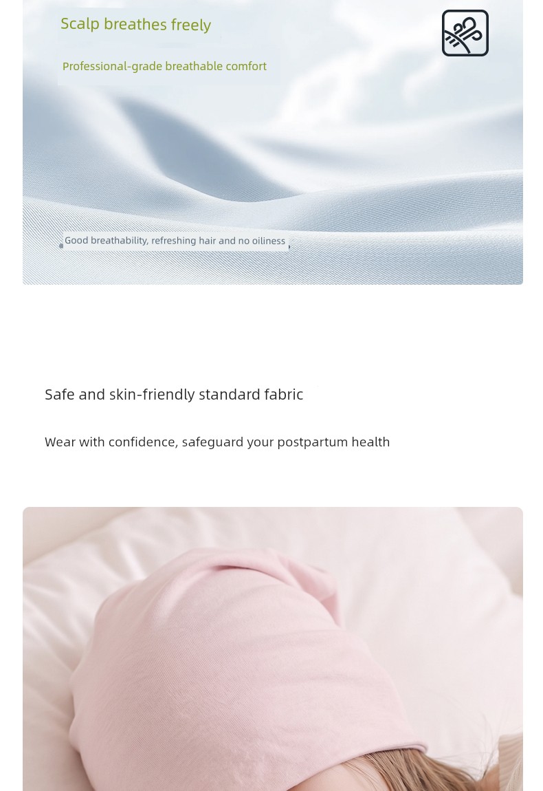 Postpartum Hat for Autumn, Suitable for Tying Hair, Specially Designed for Large Head Sizes, Breathable, Can Be Worn While Sleeping, Forehead Protection — 8