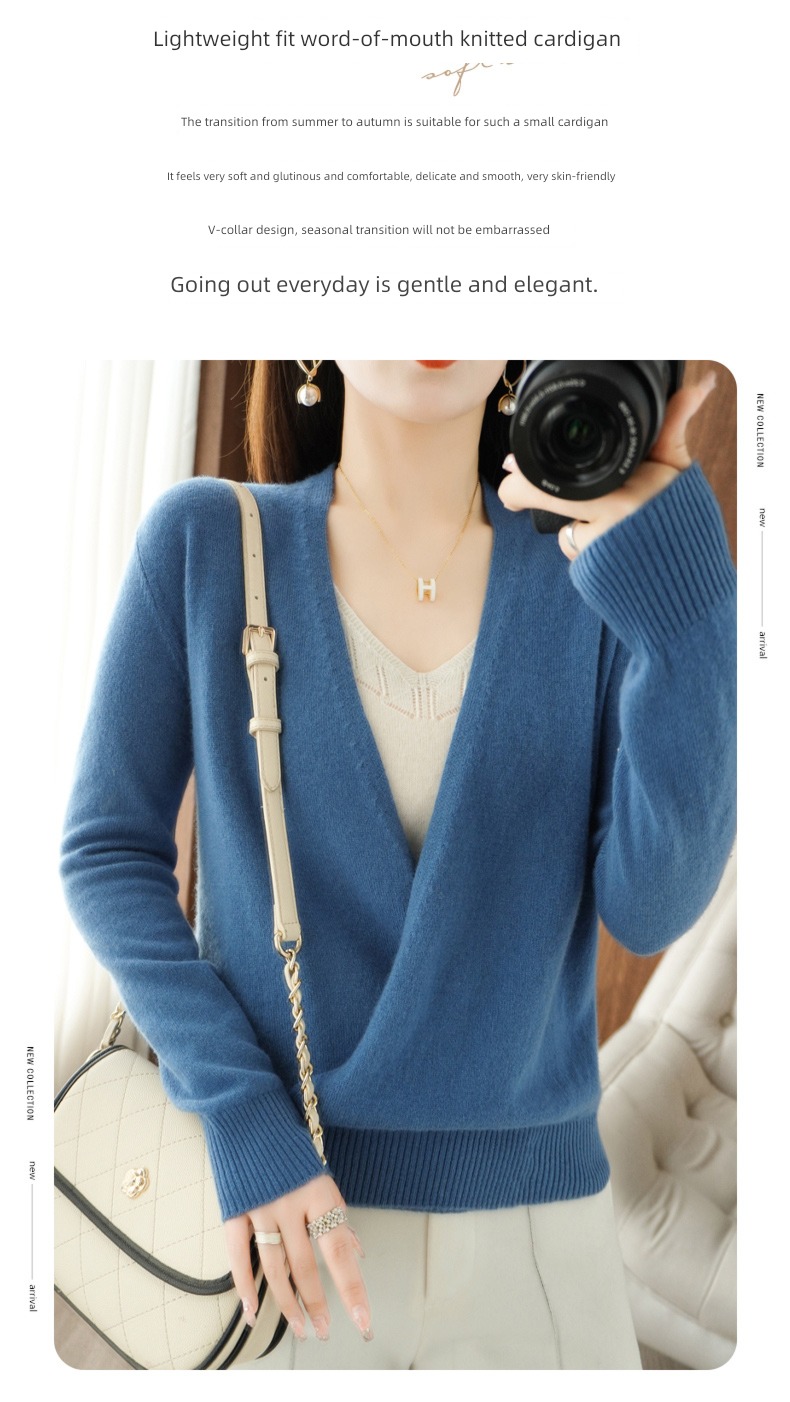 overlapping wool spring and autumn Thin money Outside knitting Cardigan