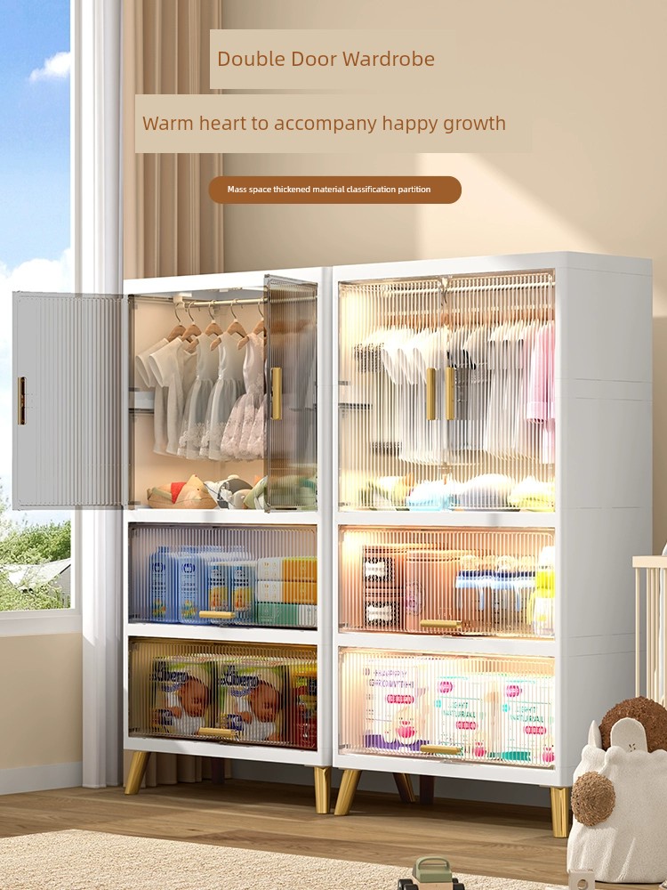 風格簡約現代 白框透明翻蓋式收納櫃 家藏衣服衣物衣櫃大號塑料整理箱儲物玩具整理櫃