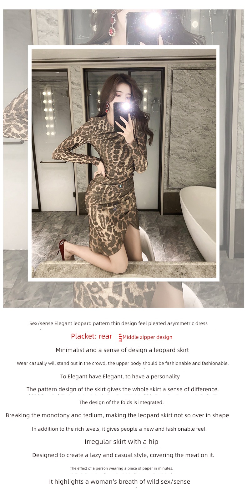 Leopard Print Early autumn new pattern domineering lady Tight fitting Lay a foundation Dress