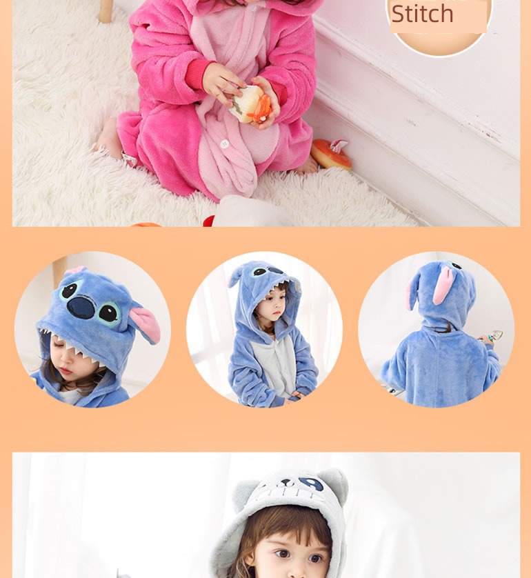 children Conjoined pajamas animal child Flannel Cartoon