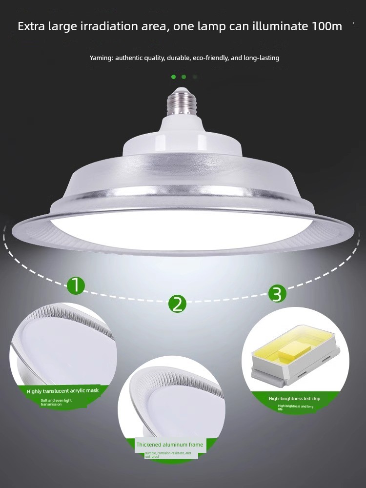 Yaming Screw-Mount Industrial and Mining Lamp Led Super Bright Factory Warehouse Workshop E27 Bulb Lighting Chandelier Three-Proof Ufo Lamp