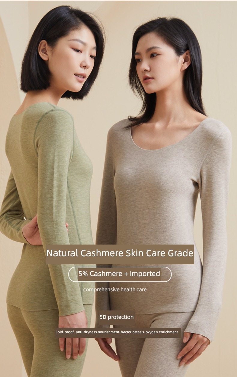 keep warm suit ma'am Autumn and winter Plush thickening Lay a foundation jacket trousers Derong Cashmere Self heating Autumn clothes and pants