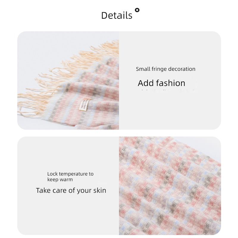 Internet celebrity female winter lovely thickening knitting lattice scarf
