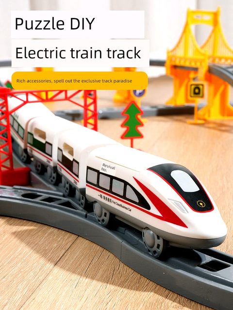 Electric high-speed train model small train assembled rail car children's toy simulation Fuxing train Harmony boy
