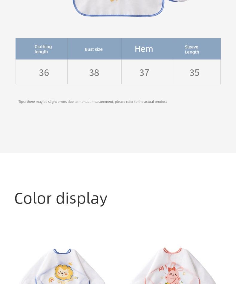 Baby Dinner Coverall Bib Baby Food Baby Water and Dirt Resistant Female Kindergarten Male Baby Pinny Child — 16