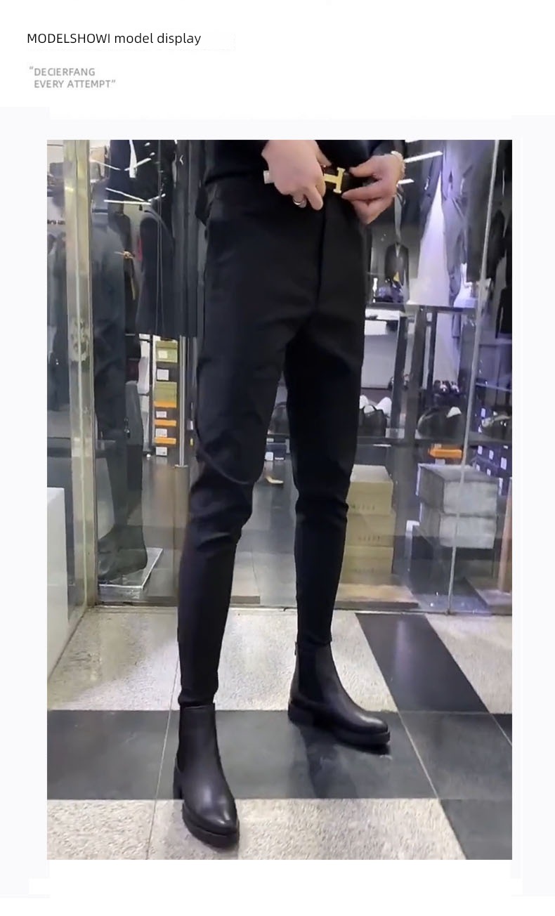 Autumn and winter Self-cultivation black leisure time Korean version Ruffian handsome Western-style trousers
