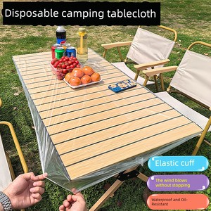 Outdoor Camping Disposable Tablecloth with Elastic Band, Picnic Egg Roll Table Mat, Oil-Proof and Waterproof Tablecloth,