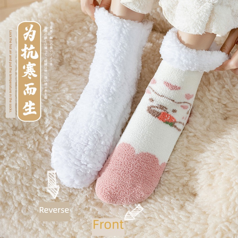 Hosiery children winter Home Furnishing keep warm Lamb cashmere Floor socks