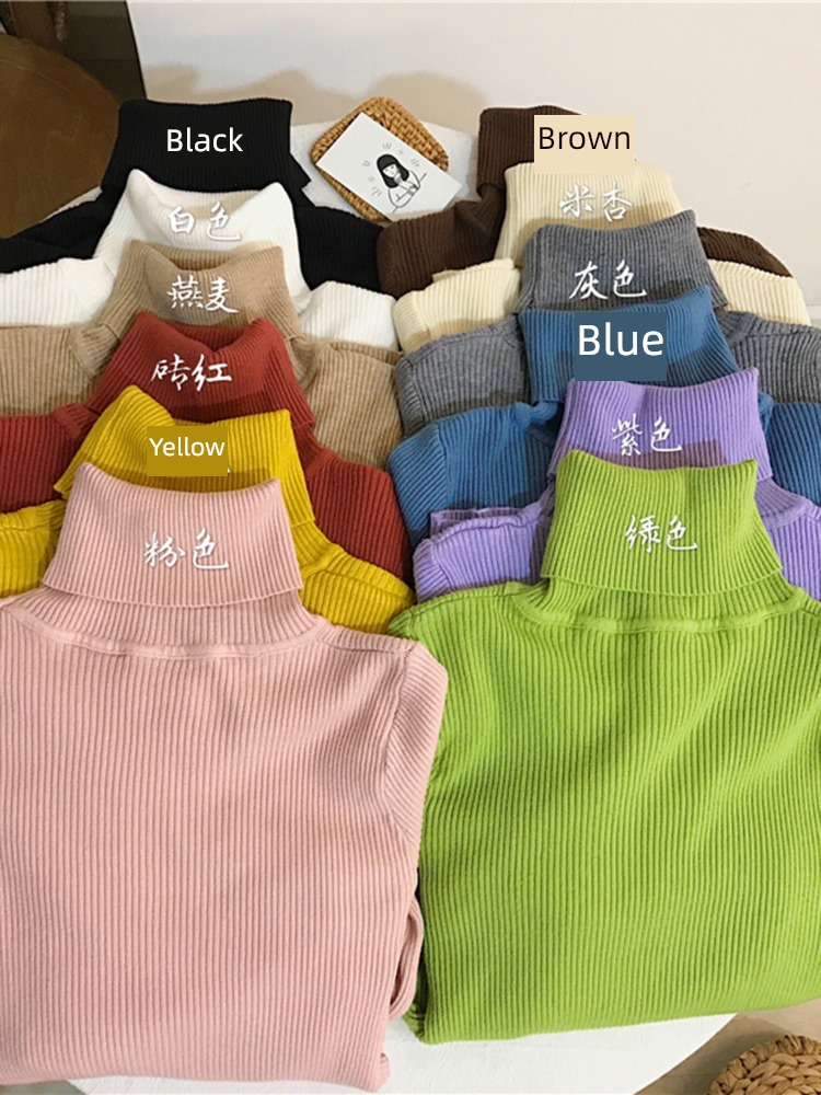 black High collar knitting Wear out Put on your clothes Undershirt