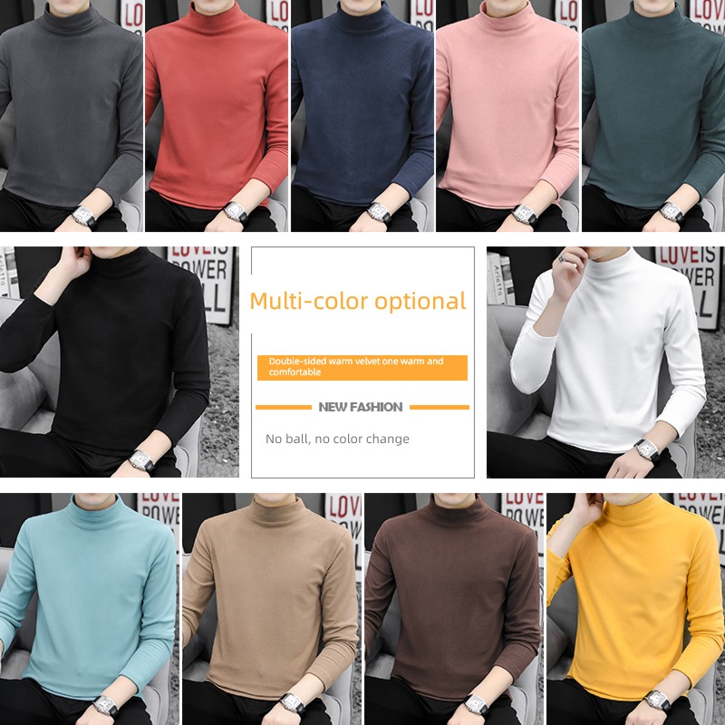 two-sided Derong keep warm Inner lap Middle collar Long sleeve T-shirt