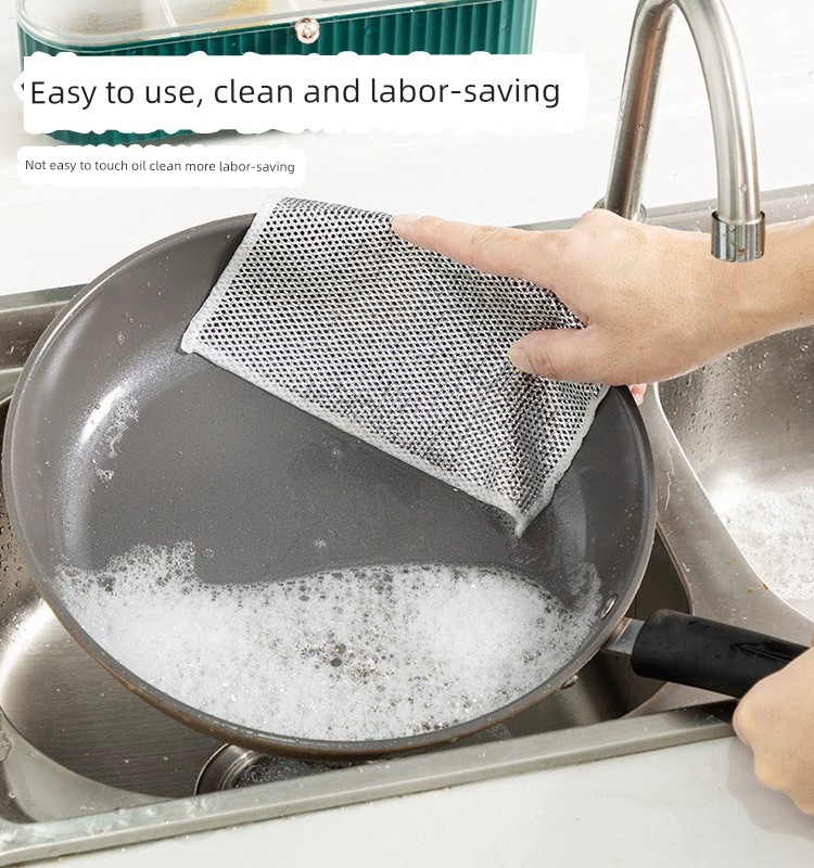 雙面銀絲洗碗布不沾油告別鋼絲球輕鬆刷碗洗鍋