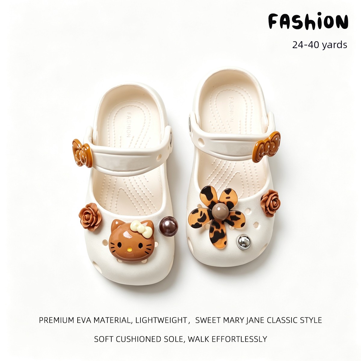 Mary Jane Children's Clogs for Girls, Cat-Themed Parent-Child Slippers, Kids' Summer Ballet Outdoor Shoes, Girls' Baby Beach Shoes — 4