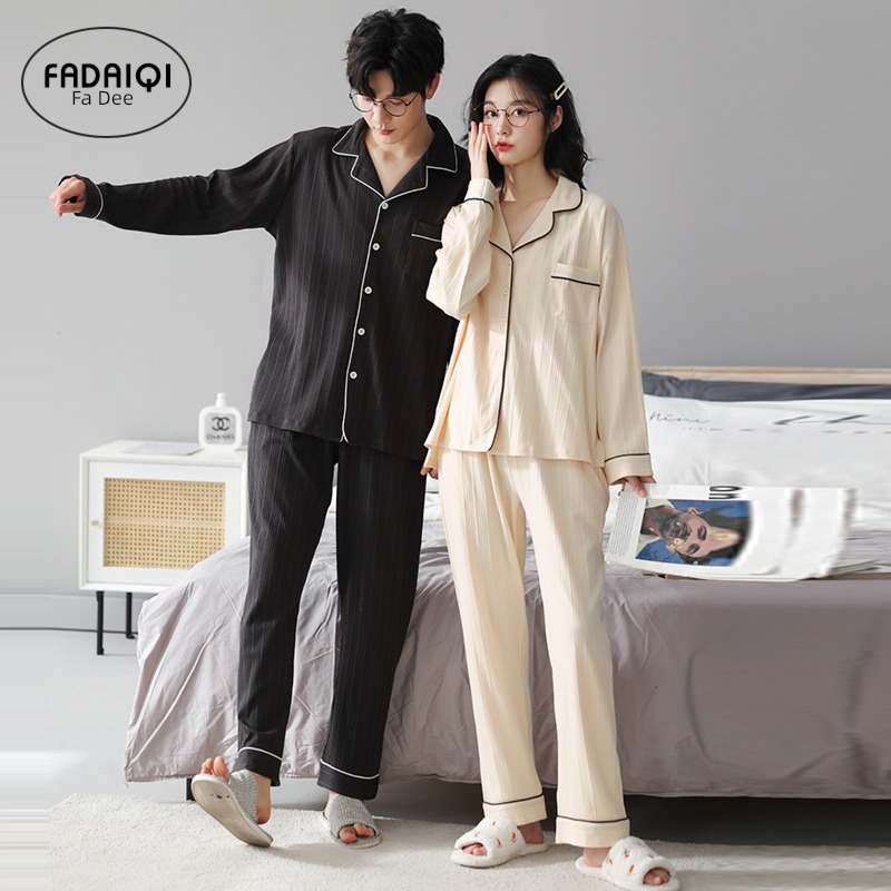 Buy 1 Get 1 FREE pure cotton female leisure time man lovers pajamas